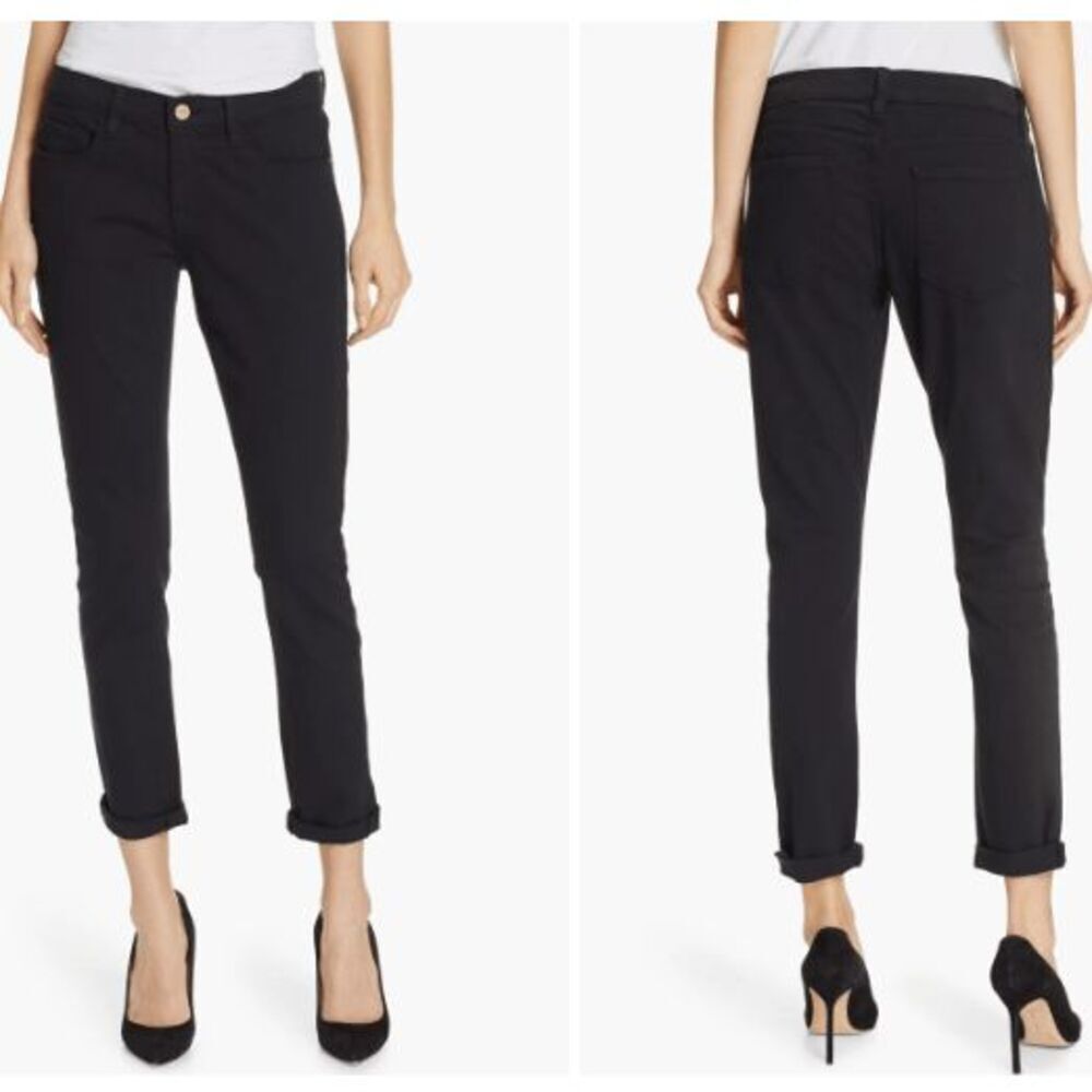 FRAME Le Garcon Ankle Boyfriend Jeans Noir Black Size 25